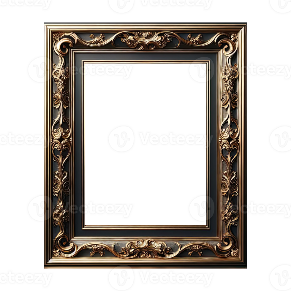 AI generated old vintage antique royal photo frame with beautiful carvings png