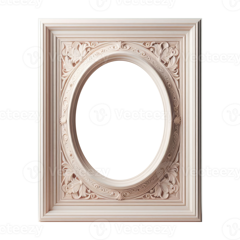 AI generated old vintage antique royal photo frame with beautiful carvings png