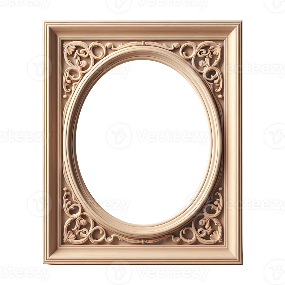 AI generated old vintage antique royal photo frame with beautiful carvings png