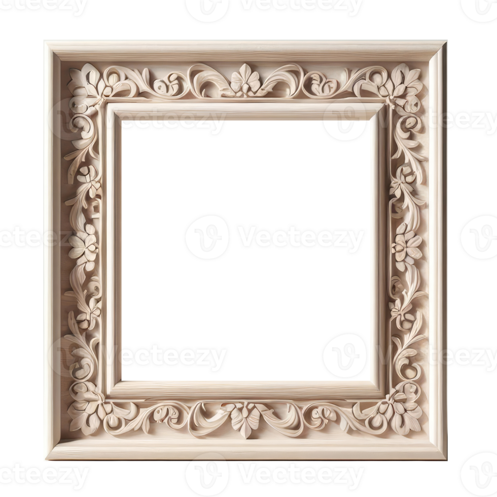 AI generated old vintage antique royal photo frame with beautiful carvings png