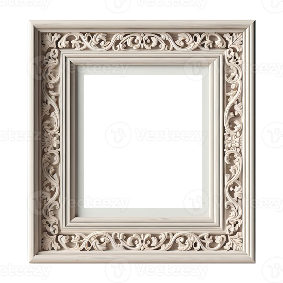 AI generated old vintage antique royal photo frame with beautiful carvings png