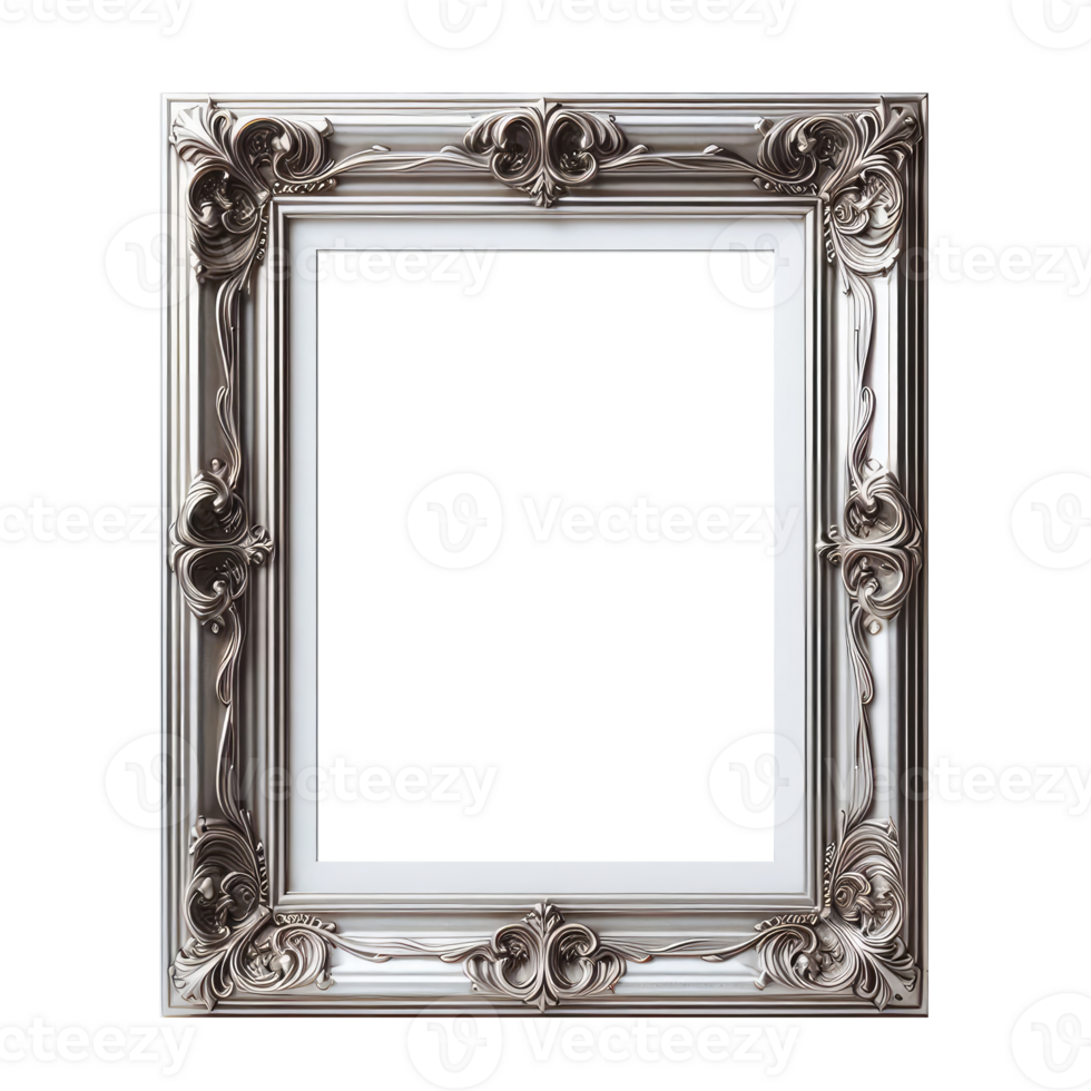 AI generated old vintage antique royal photo frame with beautiful carvings png