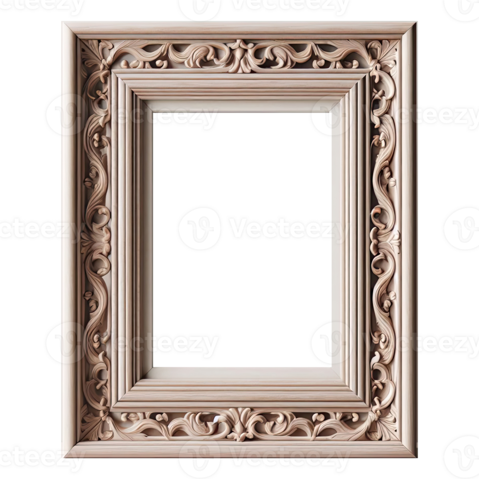 AI generated old vintage antique royal photo frame with beautiful carvings png