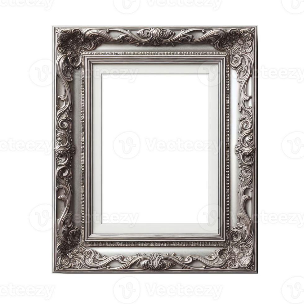 AI generated old vintage antique royal photo frame with beautiful carvings png