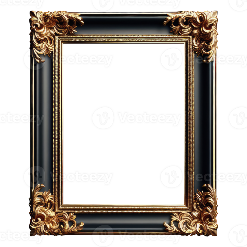 AI generated old vintage antique royal photo frame with beautiful carvings png