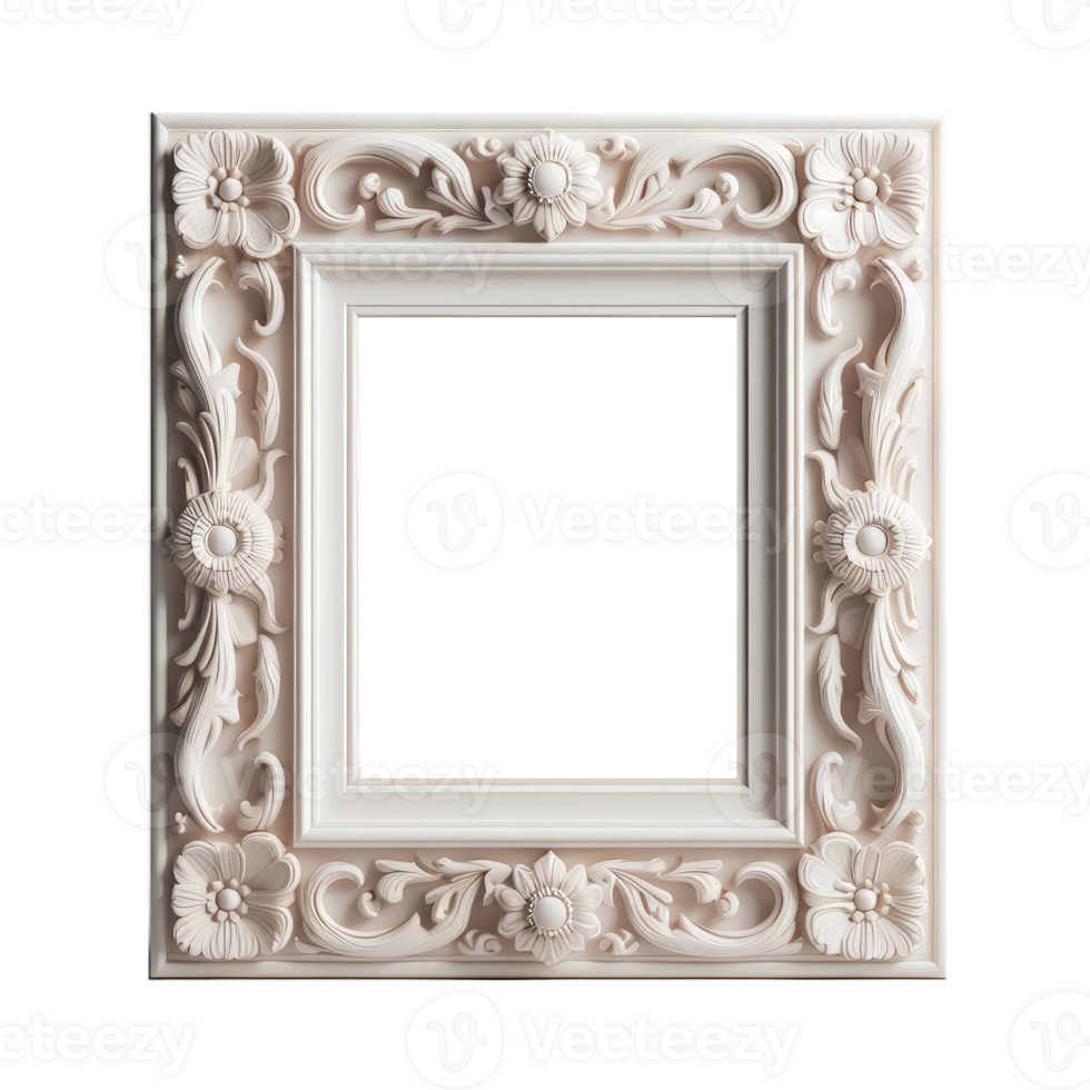 AI generated old vintage antique royal photo frame with beautiful carvings png