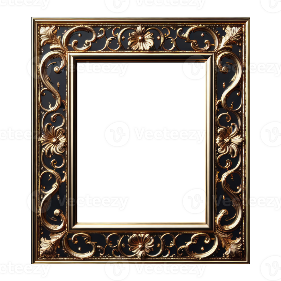 AI generated old vintage antique royal photo frame with beautiful carvings png