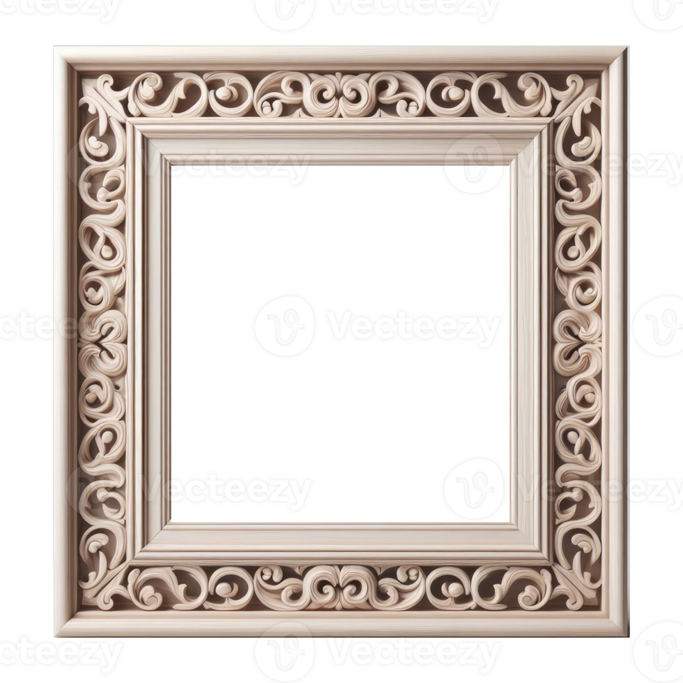 AI generated old vintage antique royal photo frame with beautiful carvings png