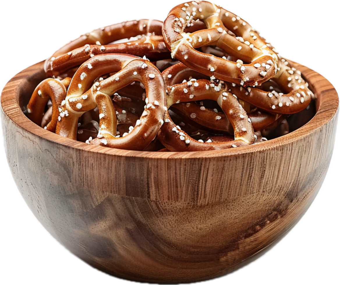 AI generated Bowl of Salted Pretzels png