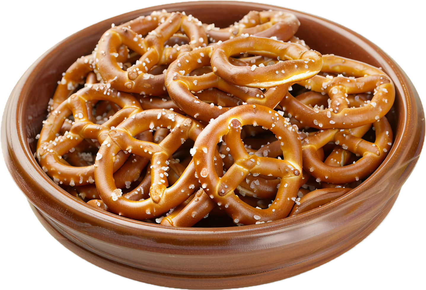 AI generated Bowl of Salted Pretzels png