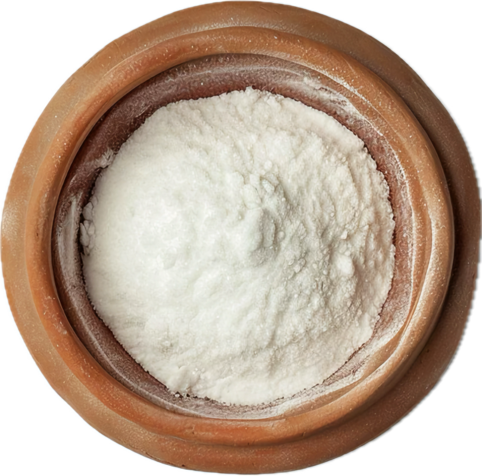 AI generated Salt in Wooden Bowl Top View png