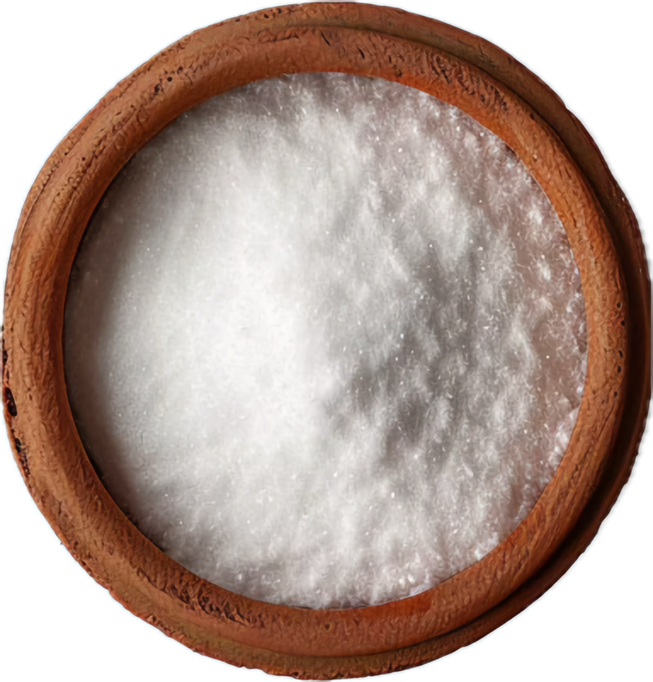 AI generated Salt in Wooden Bowl Top View png