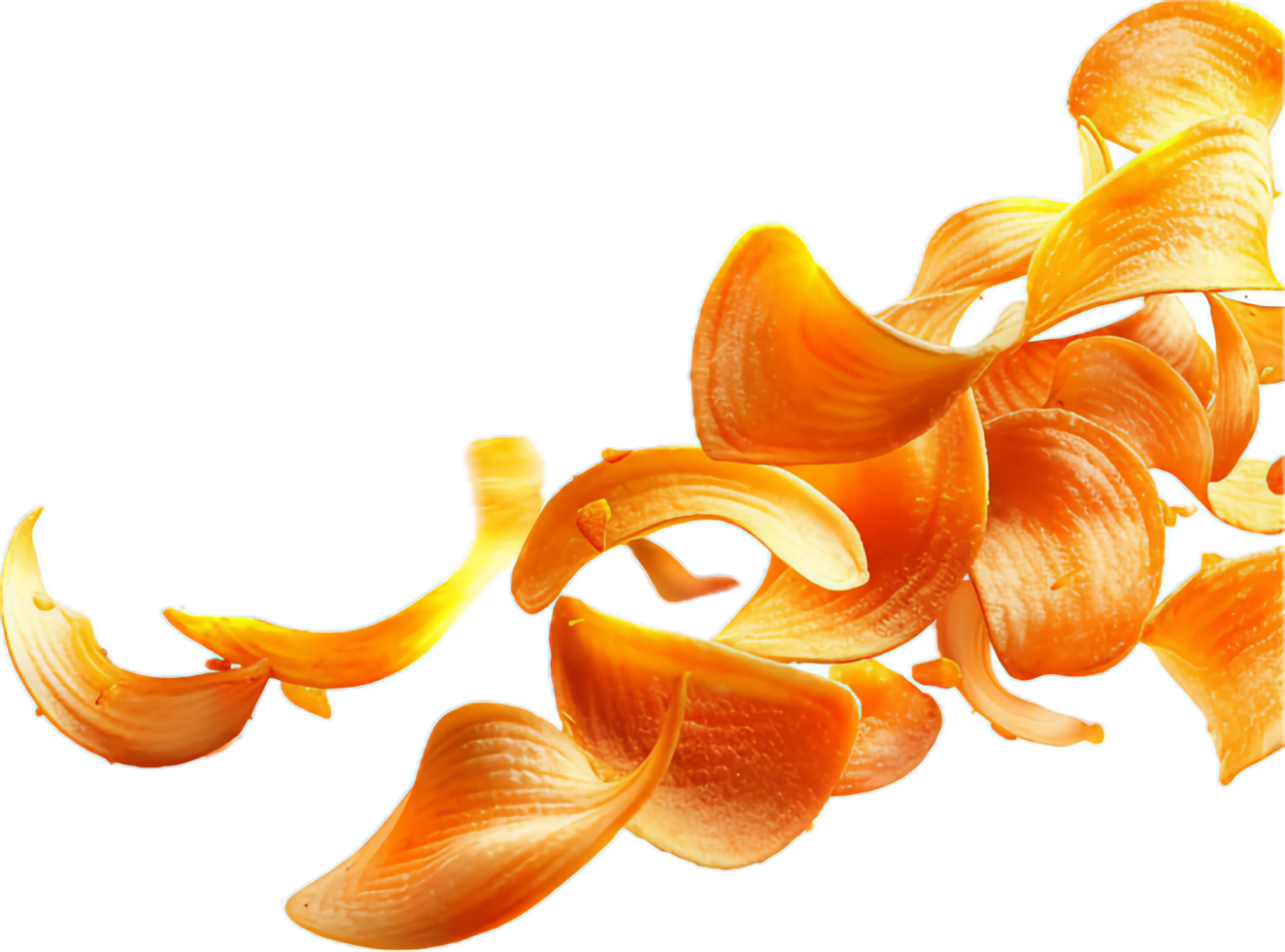 AI generated Floating Spicy Potato Chips with Chili Pepper png