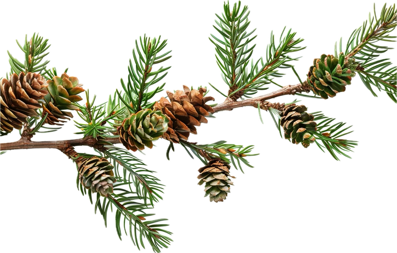 AI generated Evergreen Hemlock Sprig with Cones png
