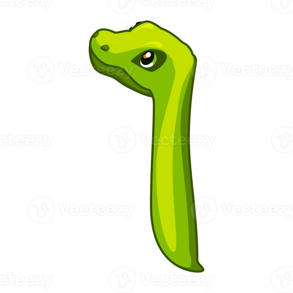 Snake font. Digit 1. Cartoon One number png
