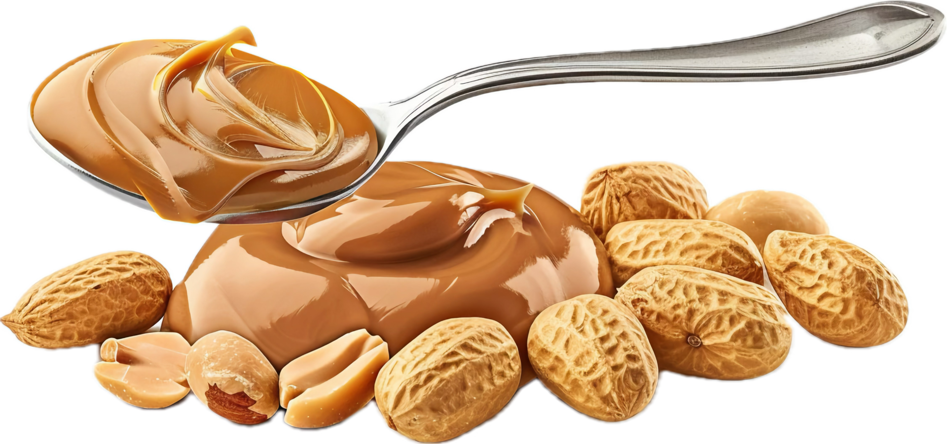 AI generated Spoon of Smooth Peanut Butter and Peanuts png