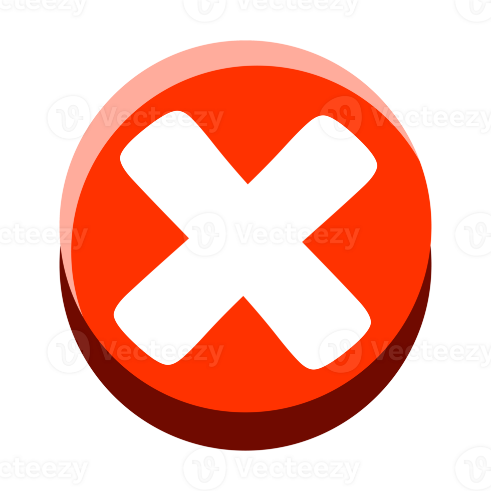 Cartoon close or mark Button isolated. Flat design. png