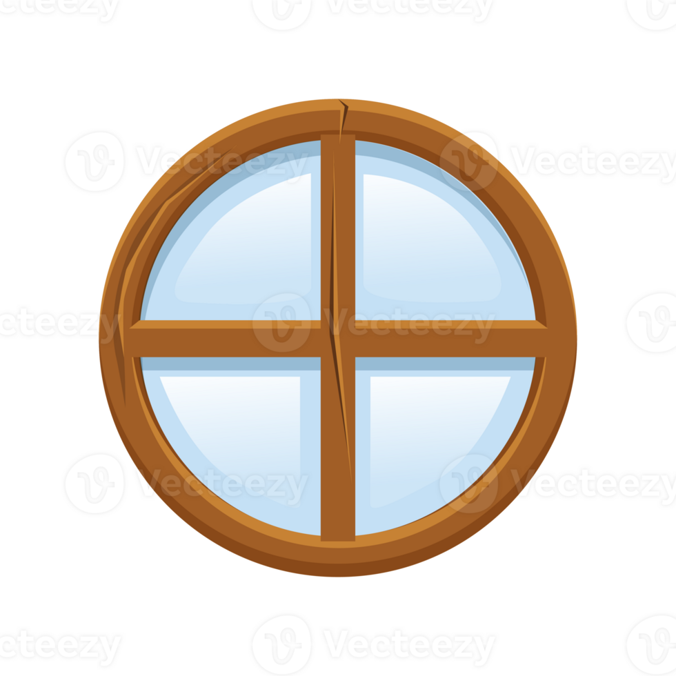 Cartoon Wooden round window png