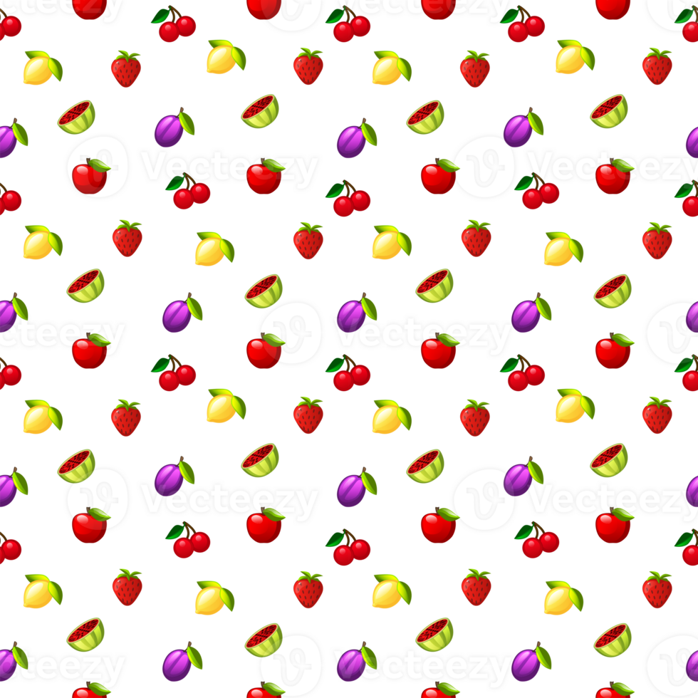 Summer seamless patterns with fruits and berries. png