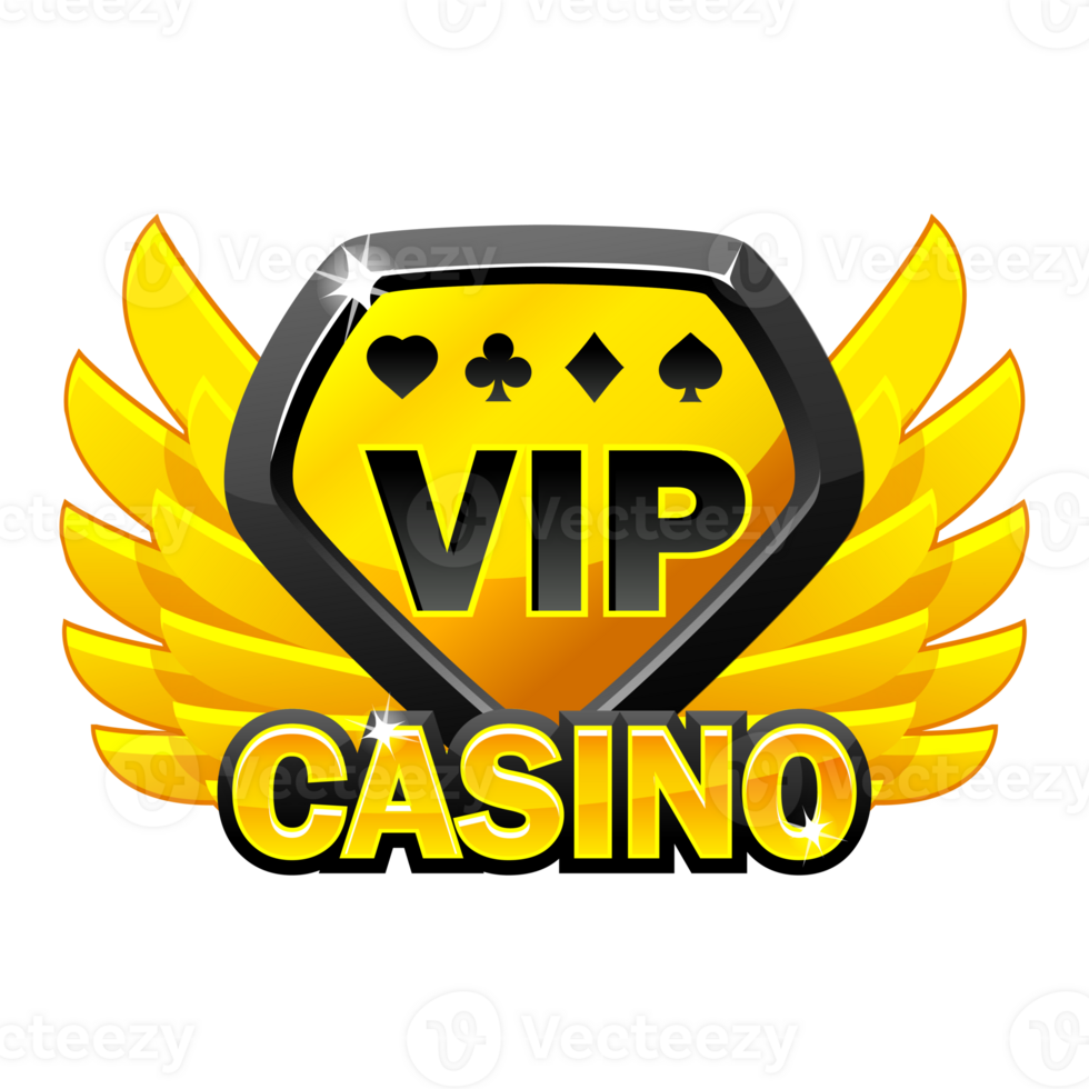 Coin VIP casino with golden wings. Icon Casino with a Diamond symbol png