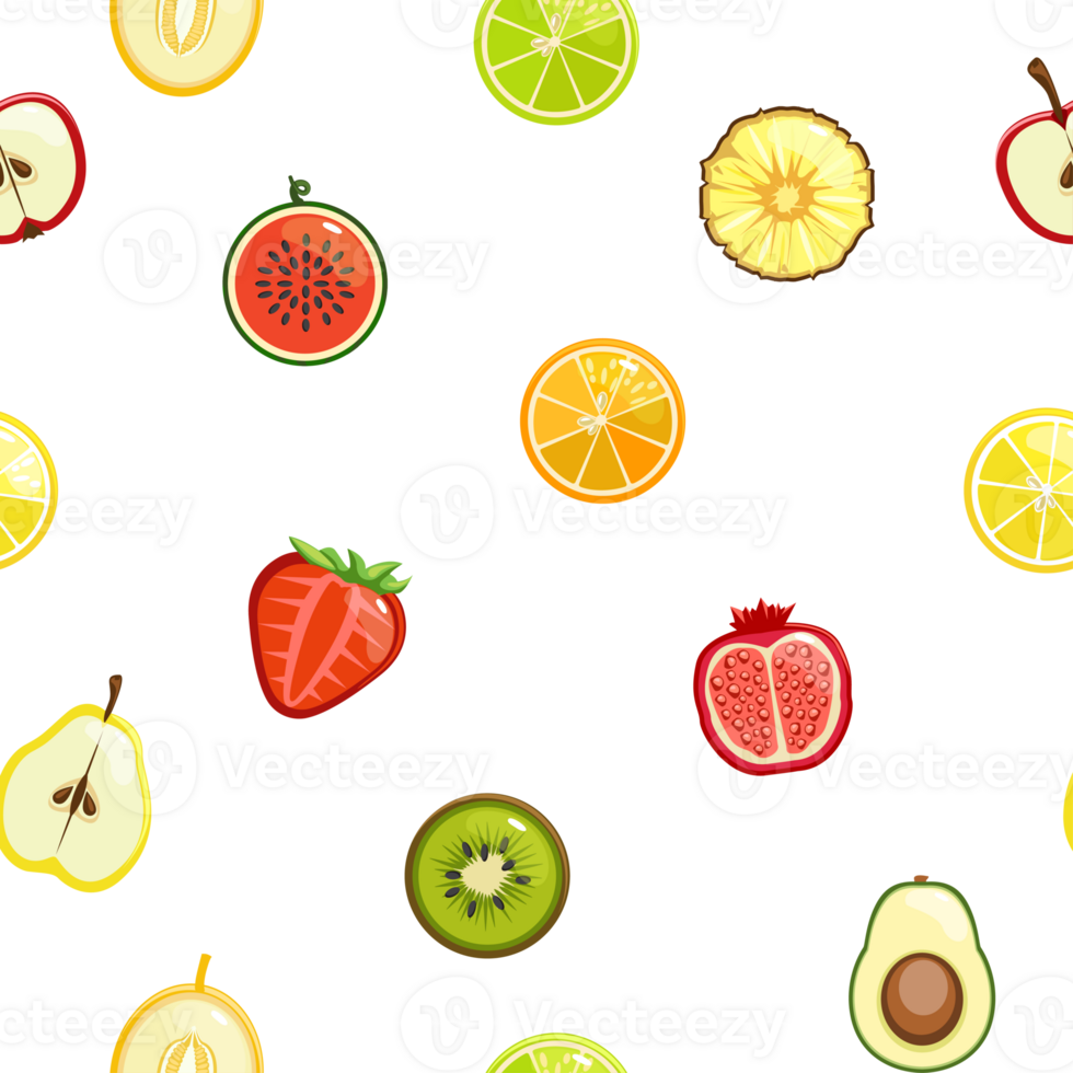 Summer color seamless pattern with half fruits png