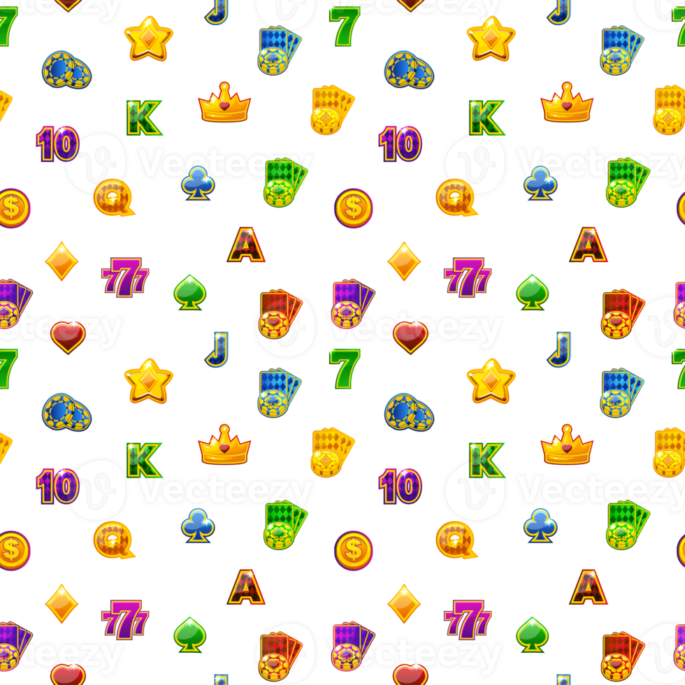 Seamless pattern with colored Slot icons png
