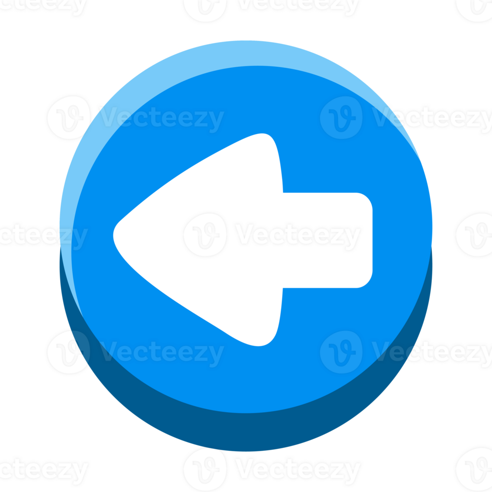 The cartoon back arrow Button is isolated. Flat design. png