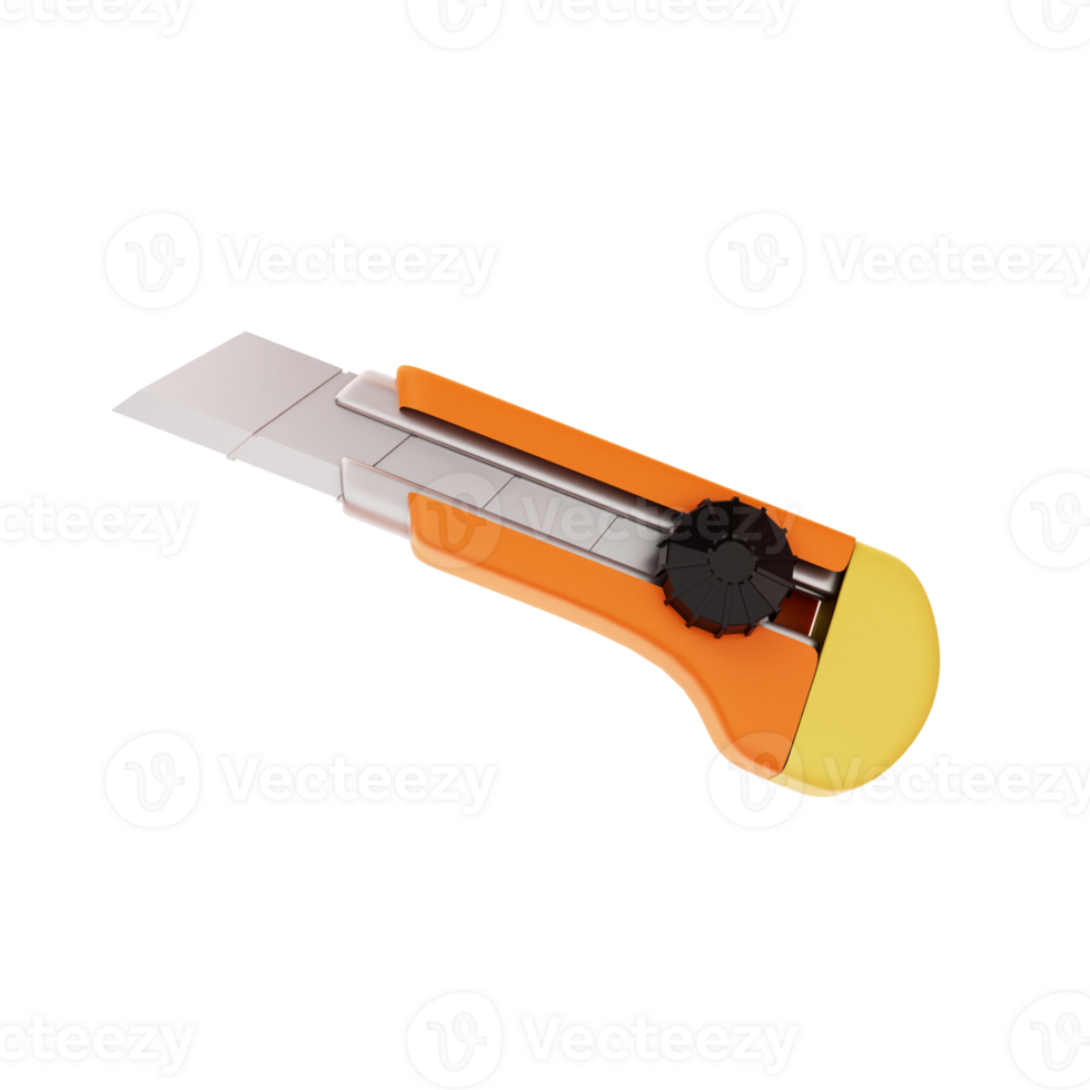 Icon 3d rendering of brown paper cutting knife png