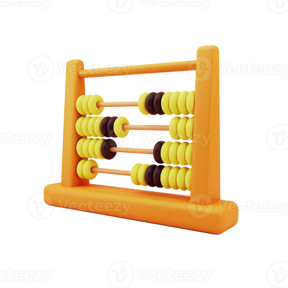 Abacus cartoon style 3d rendering, number concept game, mathematics png