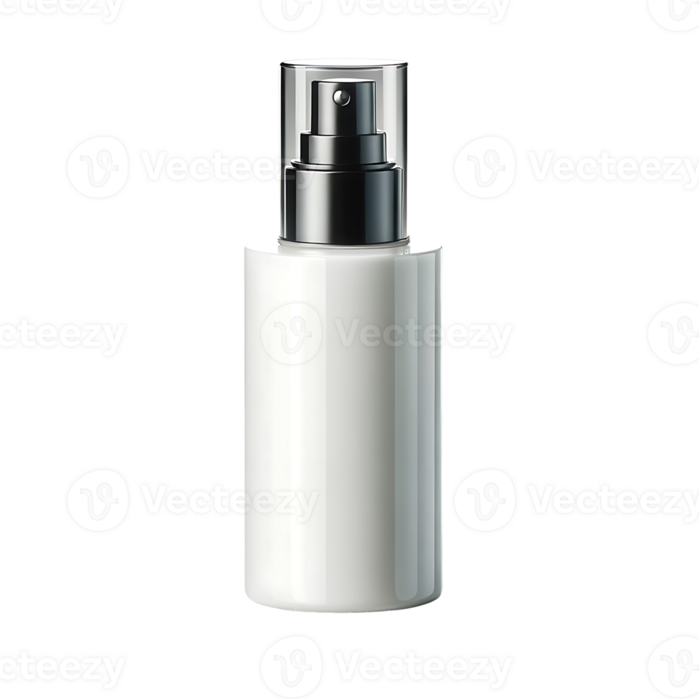 AI generated white cosmetic makeup bottle mockup isolated on background, illustration generic cosmetic. PNG transparent background