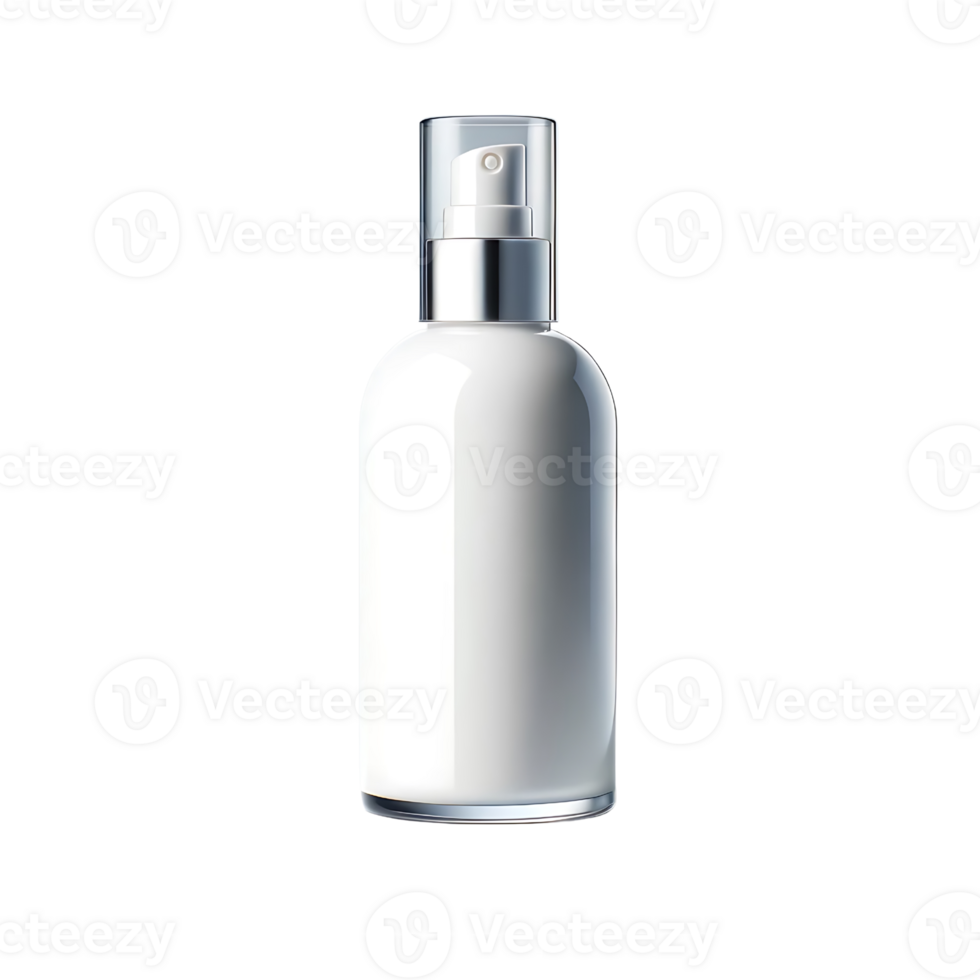 ai generato bianca cosmetico trucco bottiglia modello isolato su sfondo, illustrazione generico cosmetico. png trasparente sfondo
