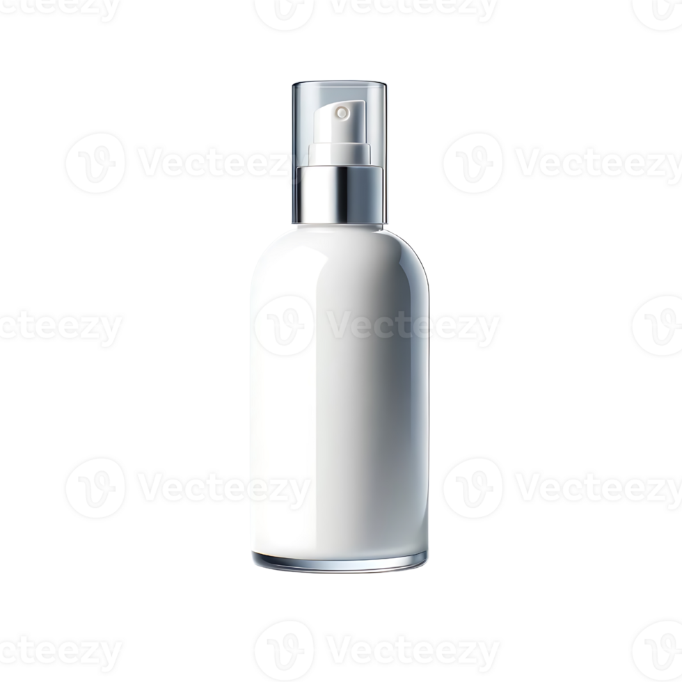 AI generated white cosmetic makeup bottle mockup isolated on background, illustration generic cosmetic. PNG transparent background