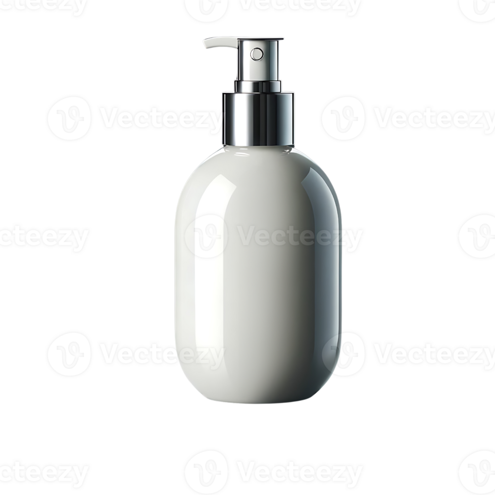 AI generated white cosmetic makeup bottle mockup isolated on background, illustration generic cosmetic. PNG transparent background