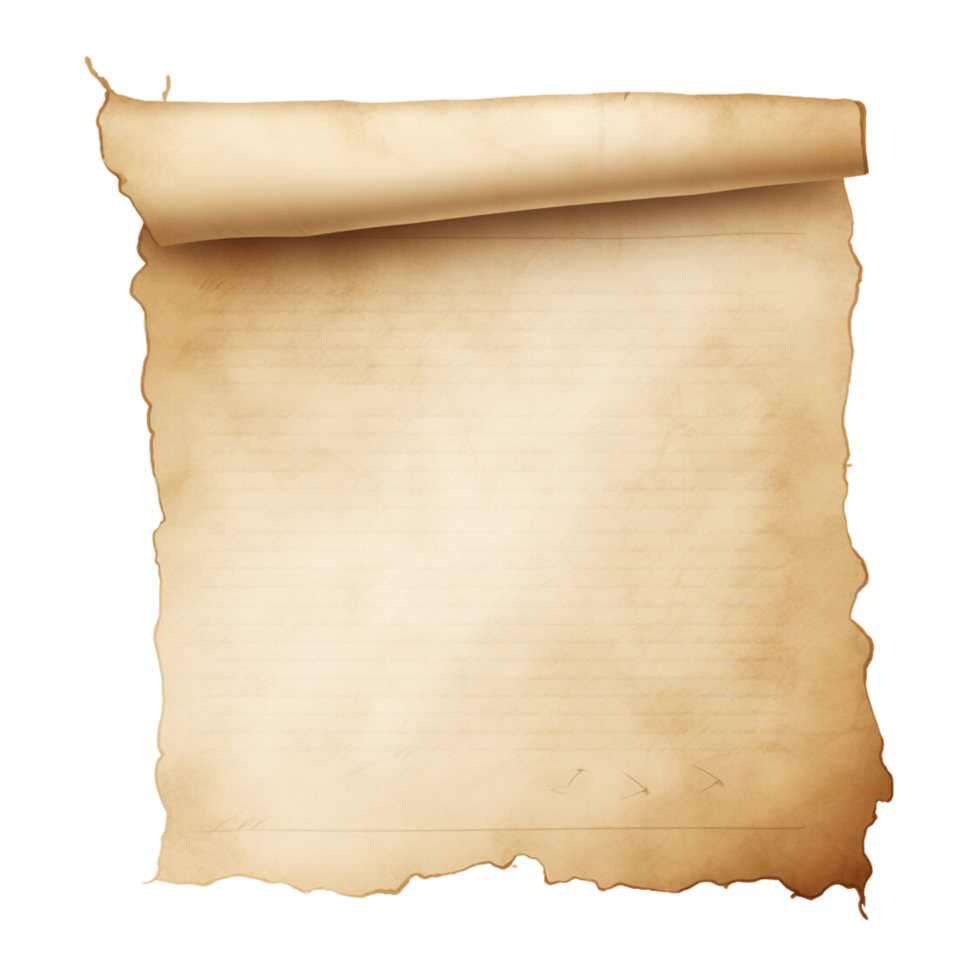 AI generated Blank old brown paper on transparent background png