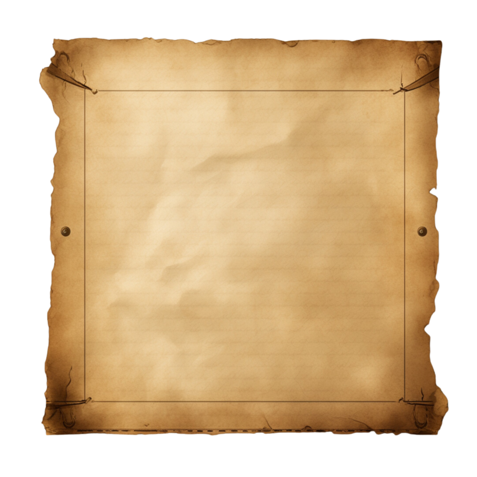 AI generated Blank old brown paper on transparent background png