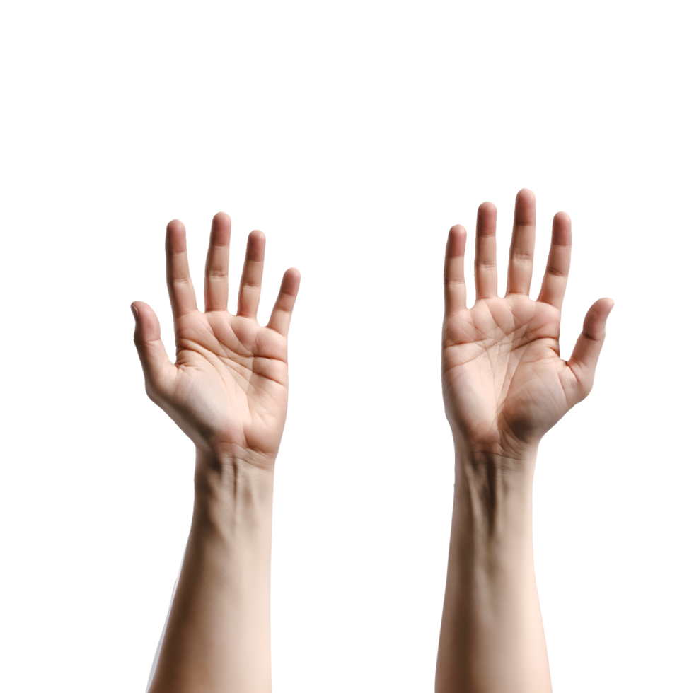 AI generated Two hands open, background cut out. ai generative png
