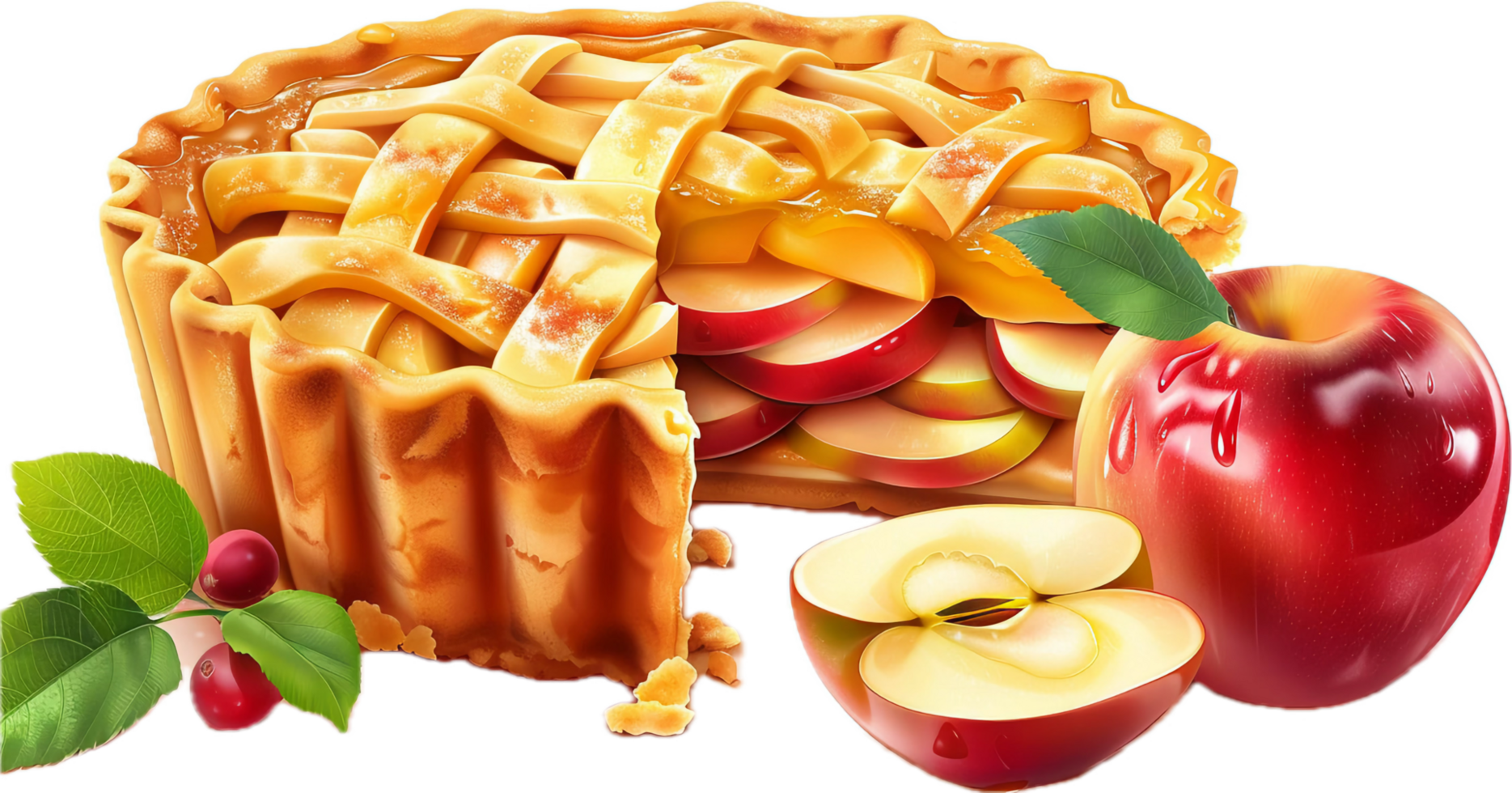 AI generated Fresh Baked Apple Pie with Sliced Apples png
