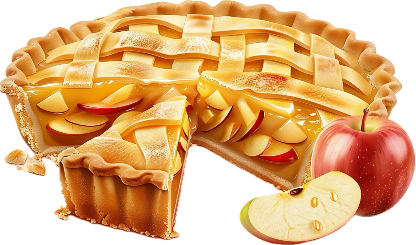 AI generated Fresh Baked Apple Pie with Sliced Apples png