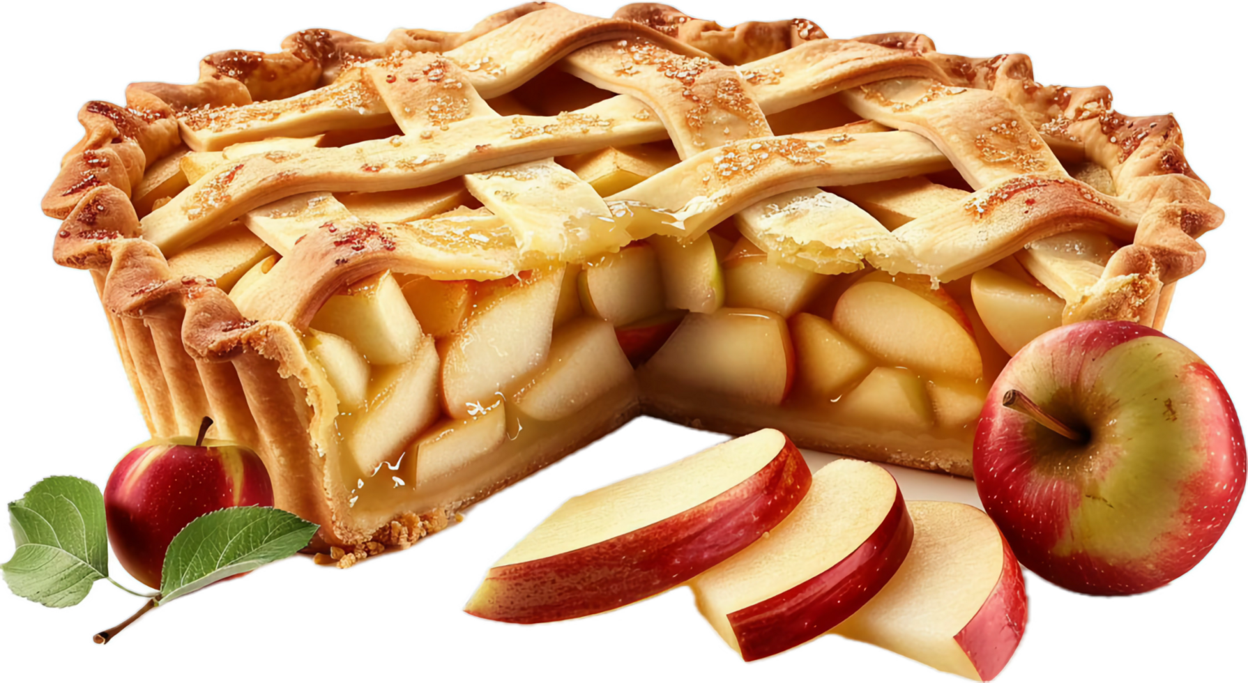 AI generated Fresh Baked Apple Pie with Sliced Apples png