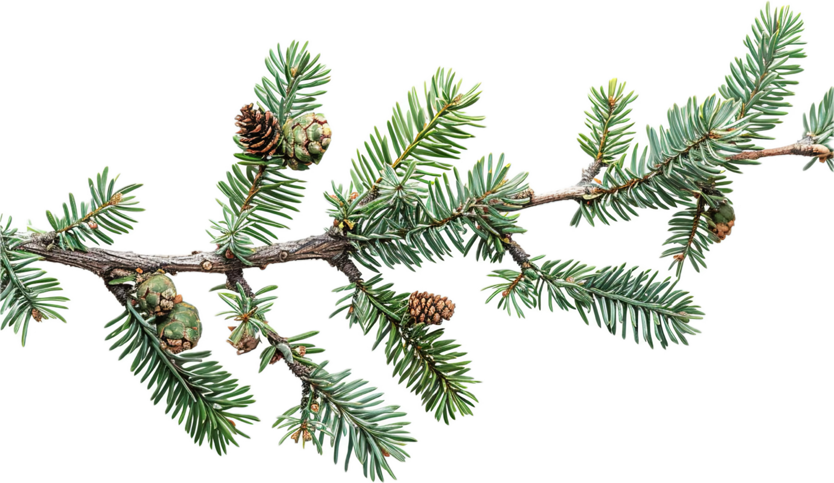 AI generated Evergreen Hemlock Sprig with Cones png