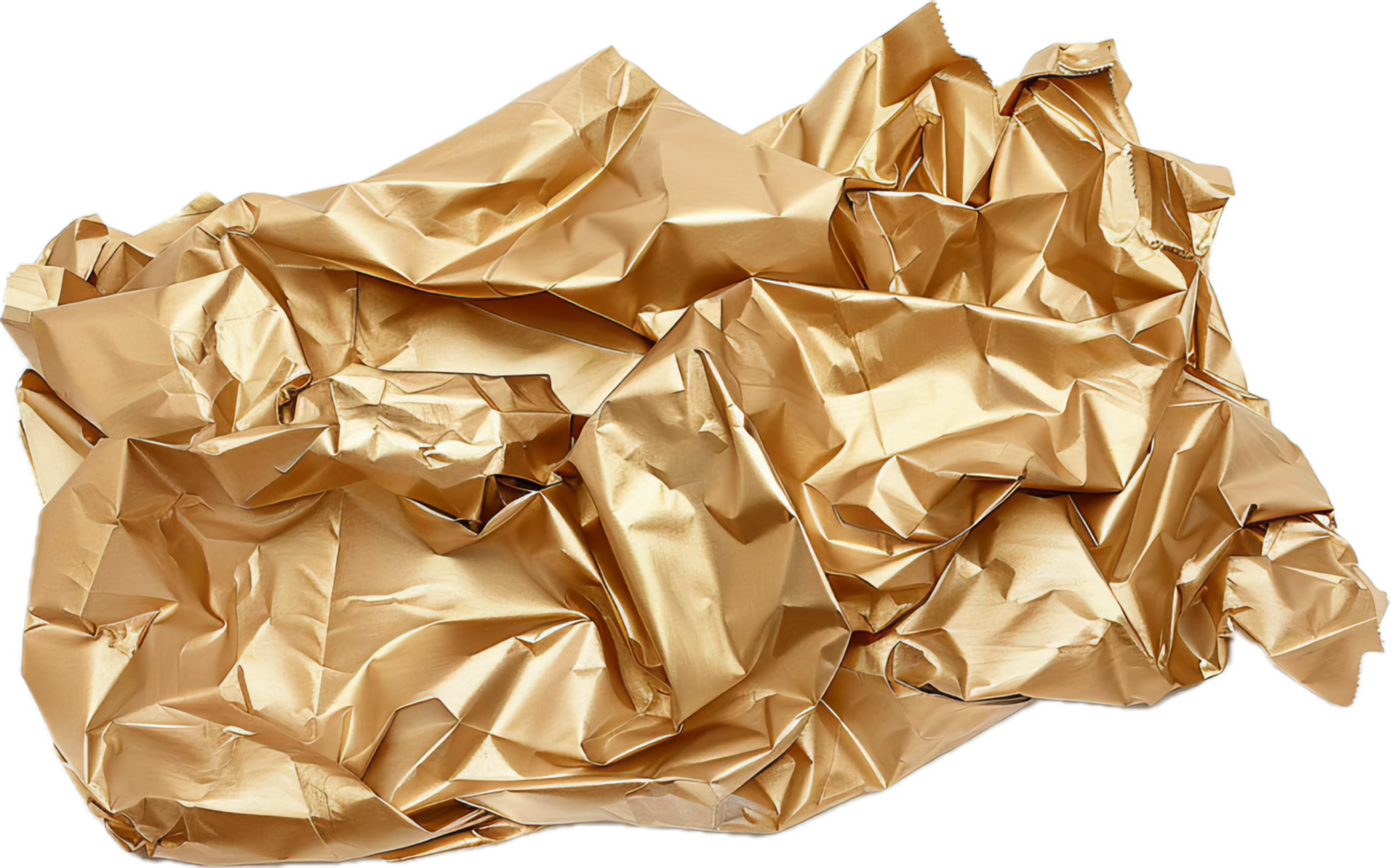 AI generated Crumpled Golden Foil Texture png
