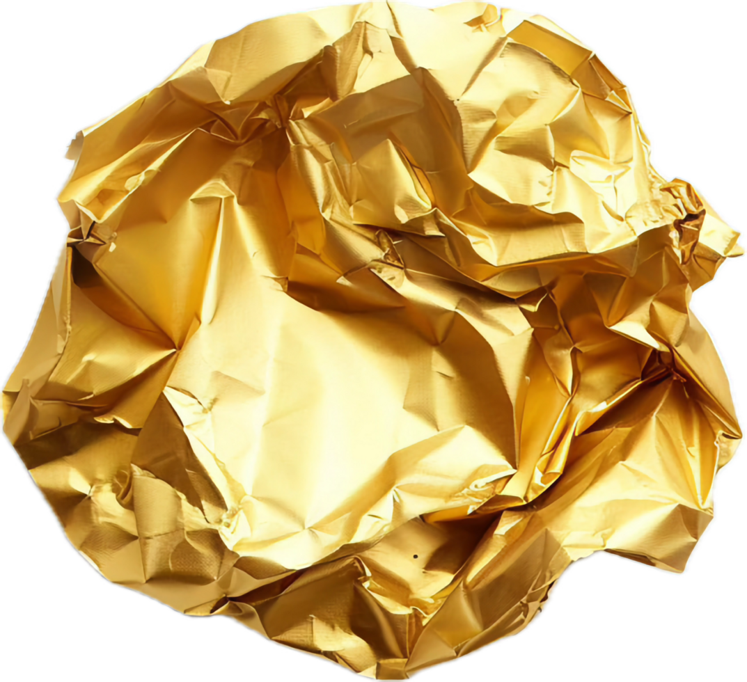 AI generated Crumpled Golden Foil Texture png