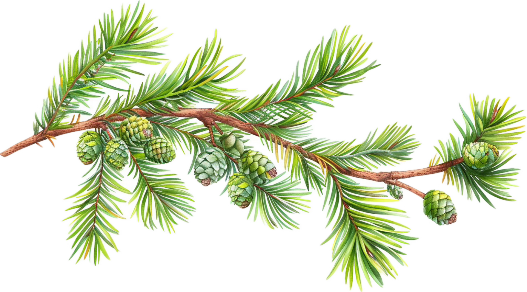 AI generated Evergreen Hemlock Sprig with Cones png