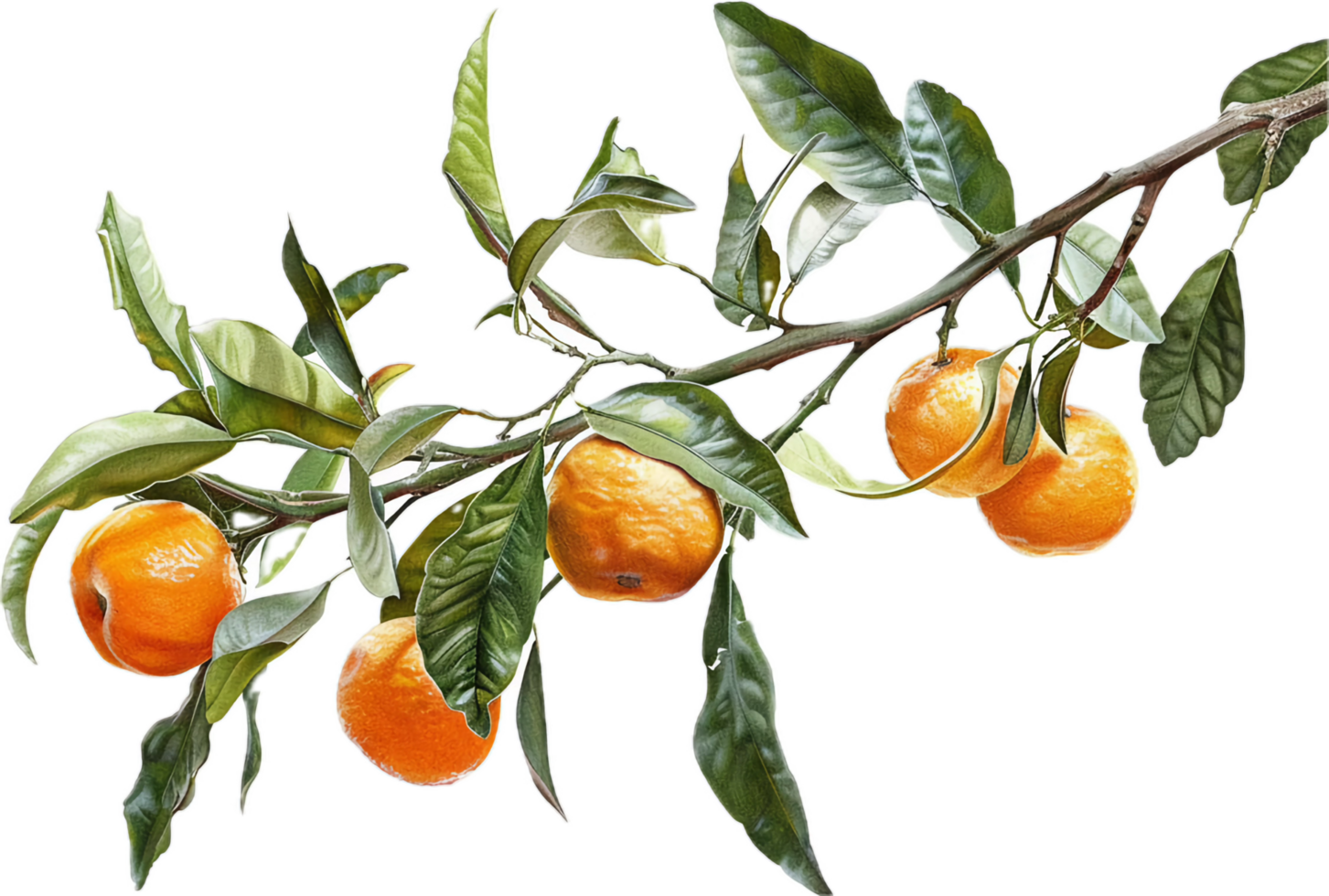 AI generated Ripe Oranges on Branch png