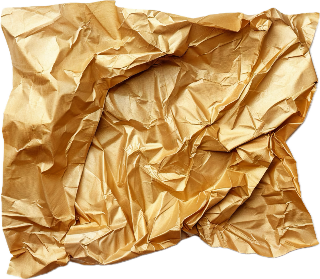 AI generated Crumpled Golden Foil Texture png