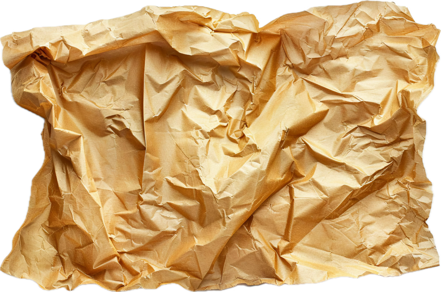 AI generated Crumpled Golden Foil Texture png