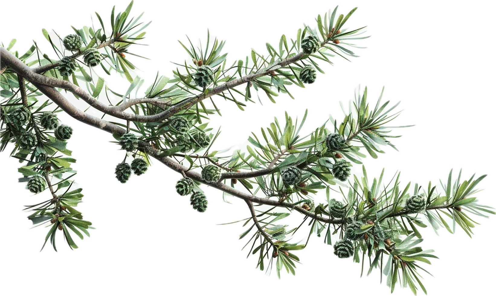 AI generated Evergreen Hemlock Sprig with Cones png