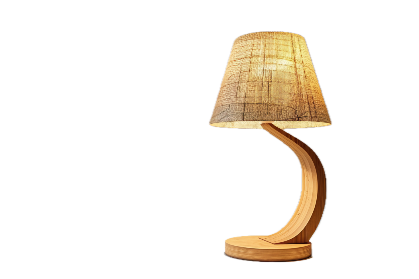 AI generated Modern Curved Wooden Table Lamp png