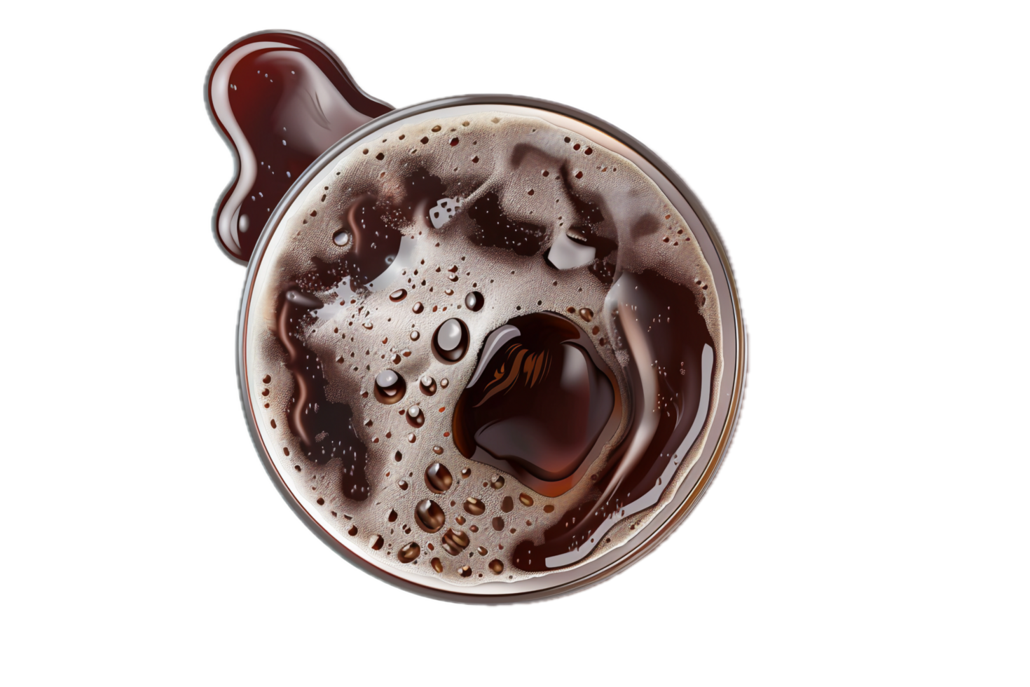 AI generated Close-Up of Frothy Beer in Glass Top View png