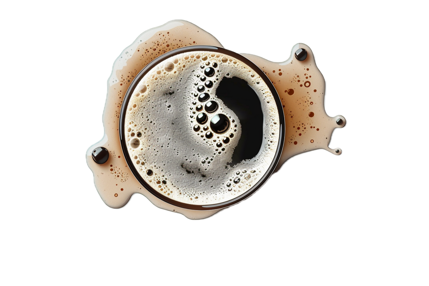 AI generated Close-Up of Frothy Beer in Glass Top View png